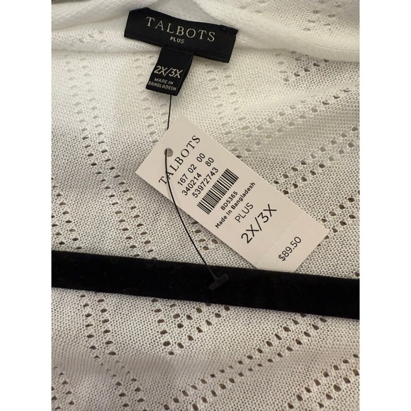 NWT Talbots 2X / 3X Chevron Pattern White Knit Off Shoulder Ruana Wrap - Picture 4 of 5